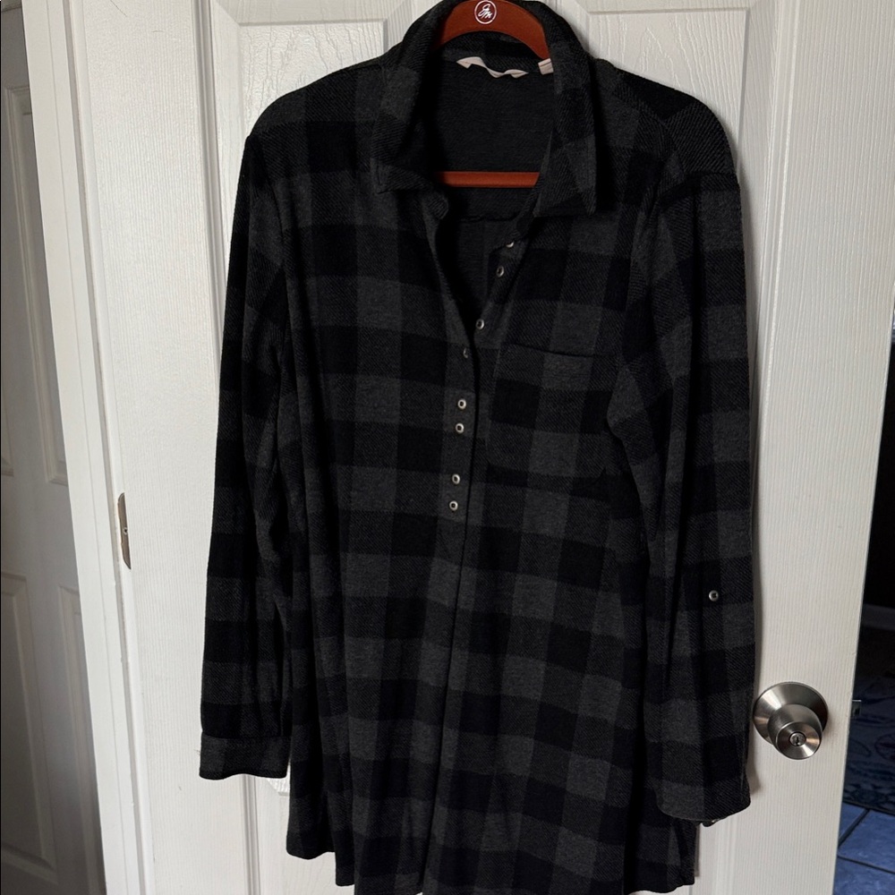 Soft Surroundings Black Plaid Women's Top